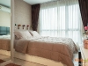 ห้องนอน กับม่านจีบและวอลล์ สีน้ำตาล 03 @ G Style Condo รัชดา – ห้วยขวาง
