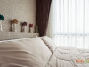 ห้องนอน กับม่านจีบและวอลล์ สีน้ำตาล 07 @ G Style Condo รัชดา – ห้วยขวาง
