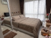 ห้องนอน กับม่านจีบและวอลล์ สีน้ำตาล 01 @ G Style Condo รัชดา – ห้วยขวาง