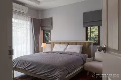 ห้องนอนใหญ่ตกแต่งด้วยผ้าม่าน (1)  @ บุราสิริ สนามบินน้ำ