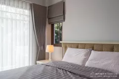 ห้องนอนใหญ่ตกแต่งด้วยผ้าม่าน (4)  @ บุราสิริ สนามบินน้ำ