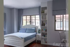 ห้องนอนเล็กตกแต่งด้วยผ้าม่าน (3)  @ บุราสิริ สนามบินน้ำ