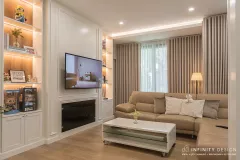 มุมนั่งเล่นตกแต่งด้วยผ้าม่าน (5)  @ บุราสิริ สนามบินน้ำ