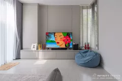 ห้องอเนกประสงค์ตกแต่งด้วยผ้าม่านและมู่ลี่ไม้ (1)  @ บุราสิริ สนามบินน้ำ