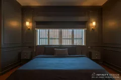 ห้องนอนใหญ่ตกแต่งด้วยม่านม้วนและผ้าม่าน  04 @ บุราสิริ ท่าข้าม – พระราม 2