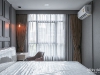 ห้องนอนตกแต่งด้วยผ้าม่านลอน สีน้ำตาล 02 @ Maestro 19 รัชดา19-วิภา