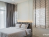 ห้องนอนตกแต่งด้วยผ้าม่าน สีเทา 01 @ มัณฑนา ราชพฤกษ์-นครอินทร์