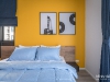 ห้องนอนใหญ่ตกแต่งด้วยผ้าม่าน สีน้ำเงิน 06 @ Notting Hill สุขุมวิท 105